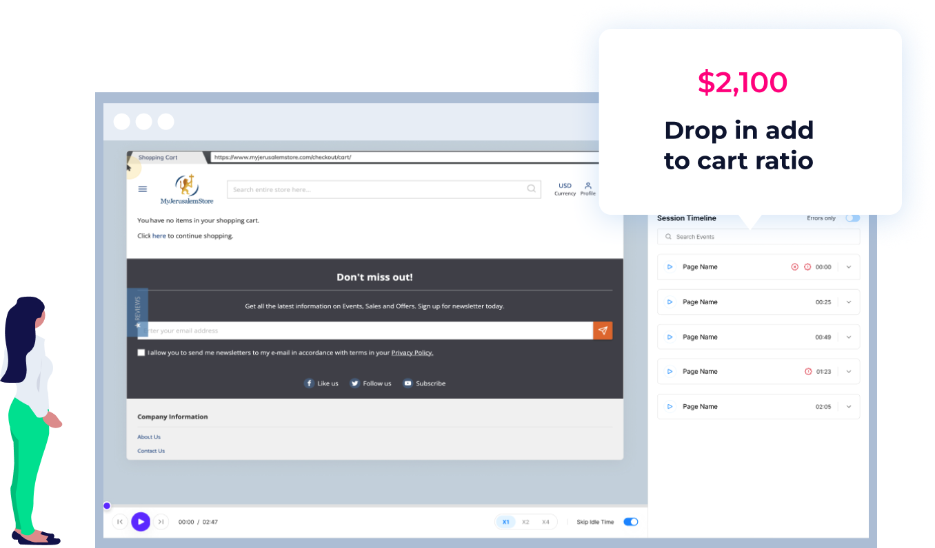 Real-time alert for conversion-impacting eCommerce site issues